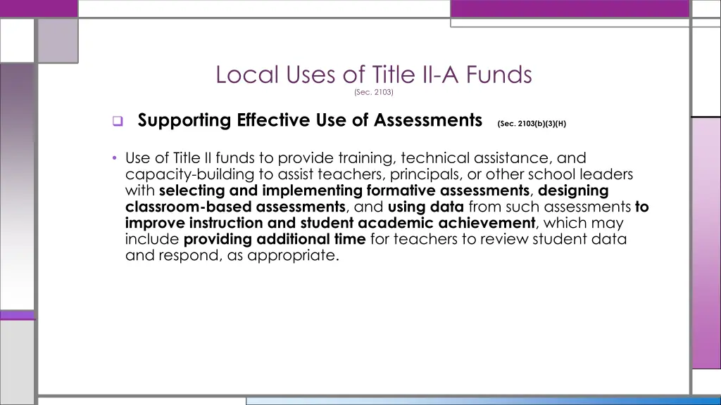 local uses of title ii a funds sec 2103 6