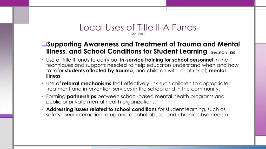 local uses of title ii a funds sec 2103 7