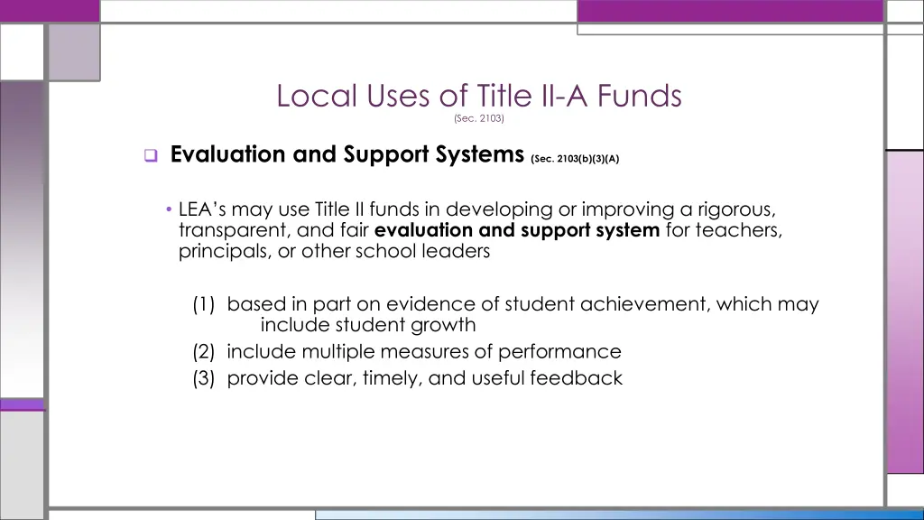 local uses of title ii a funds sec 2103