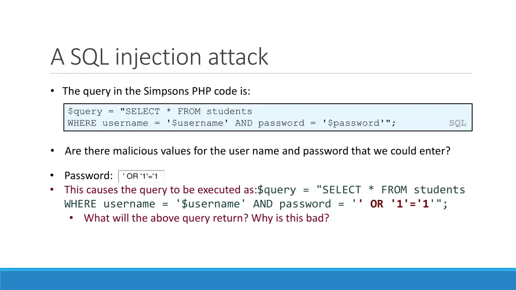 a sql injection attack