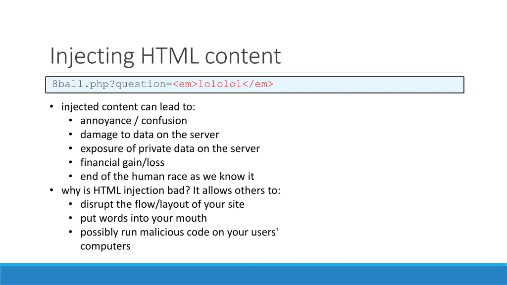 injecting html content