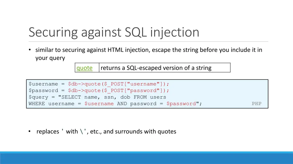 securing against sql injection