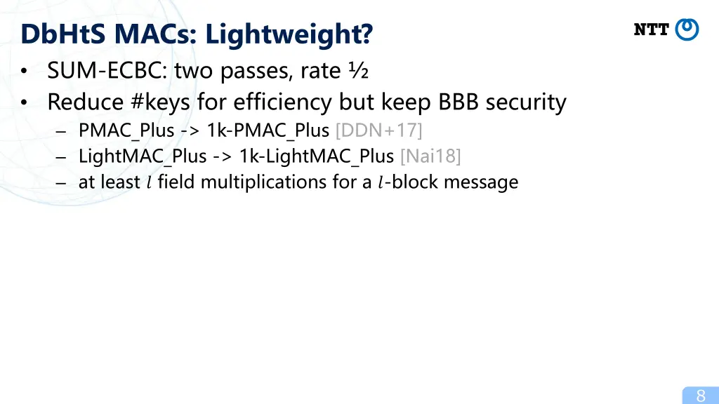 dbhts macs lightweight sum ecbc two passes rate