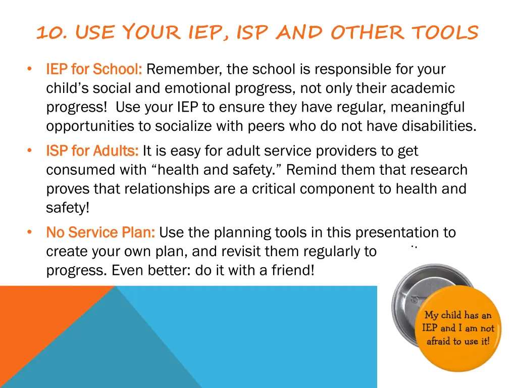 10 use your iep isp and other tools