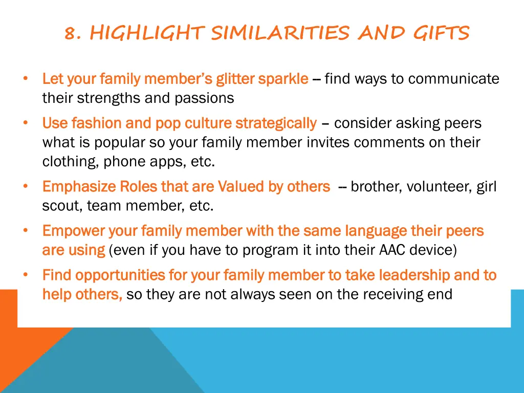 8 highlight similarities and gifts