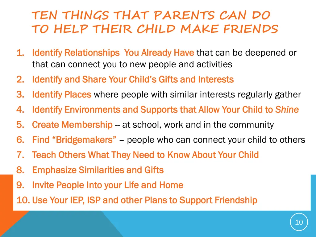 ten things that parents can do to help their