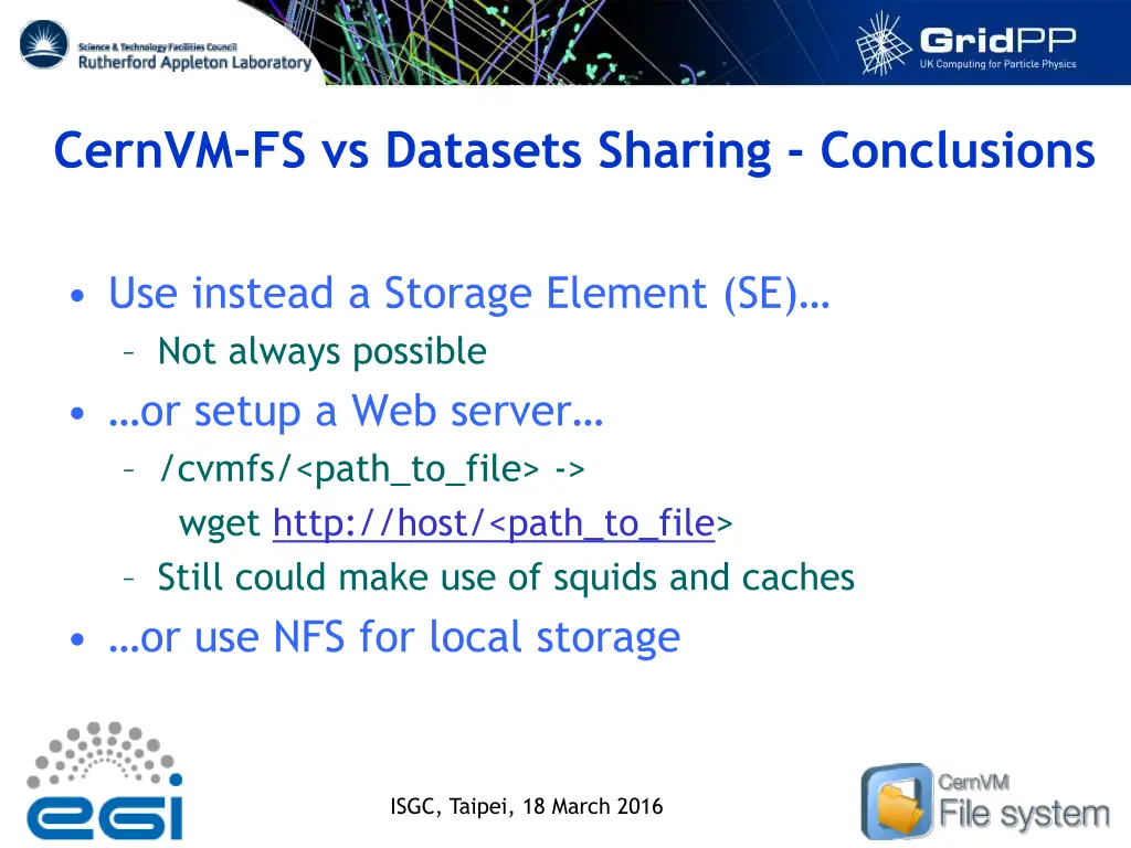 cernvm fs vs datasets sharing conclusions 1