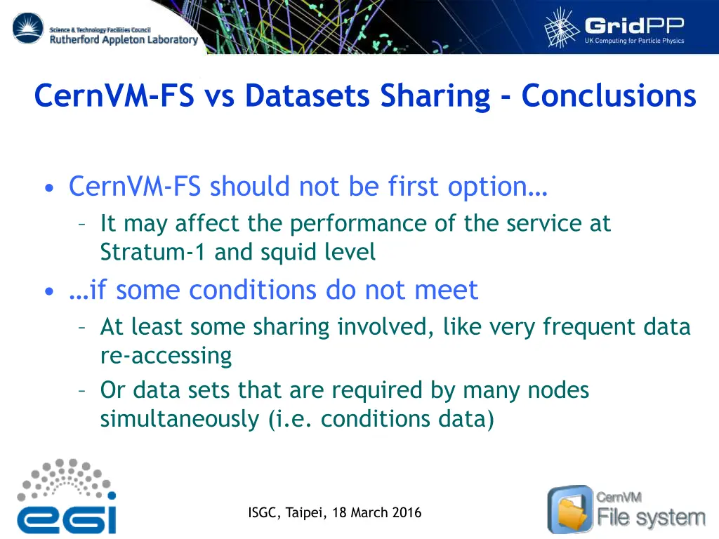 cernvm fs vs datasets sharing conclusions