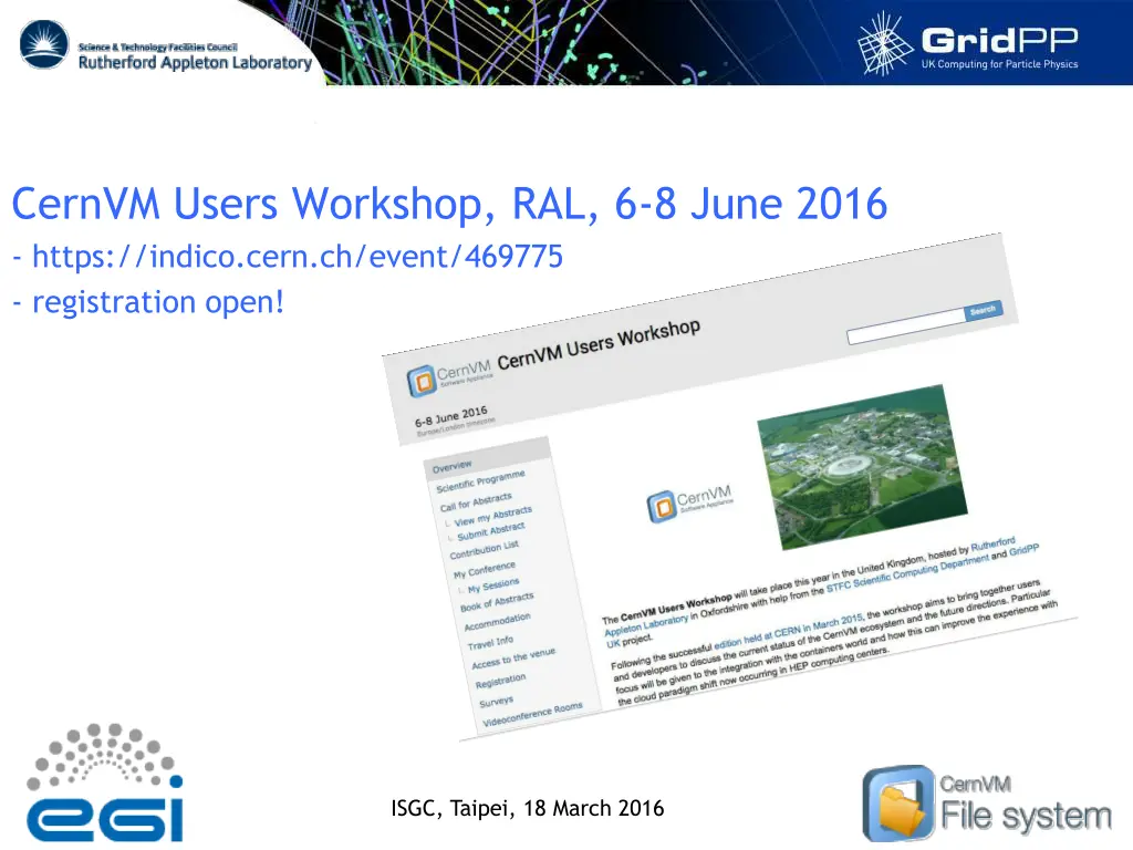 cernvm users workshop ral 6 8 june 2016 https