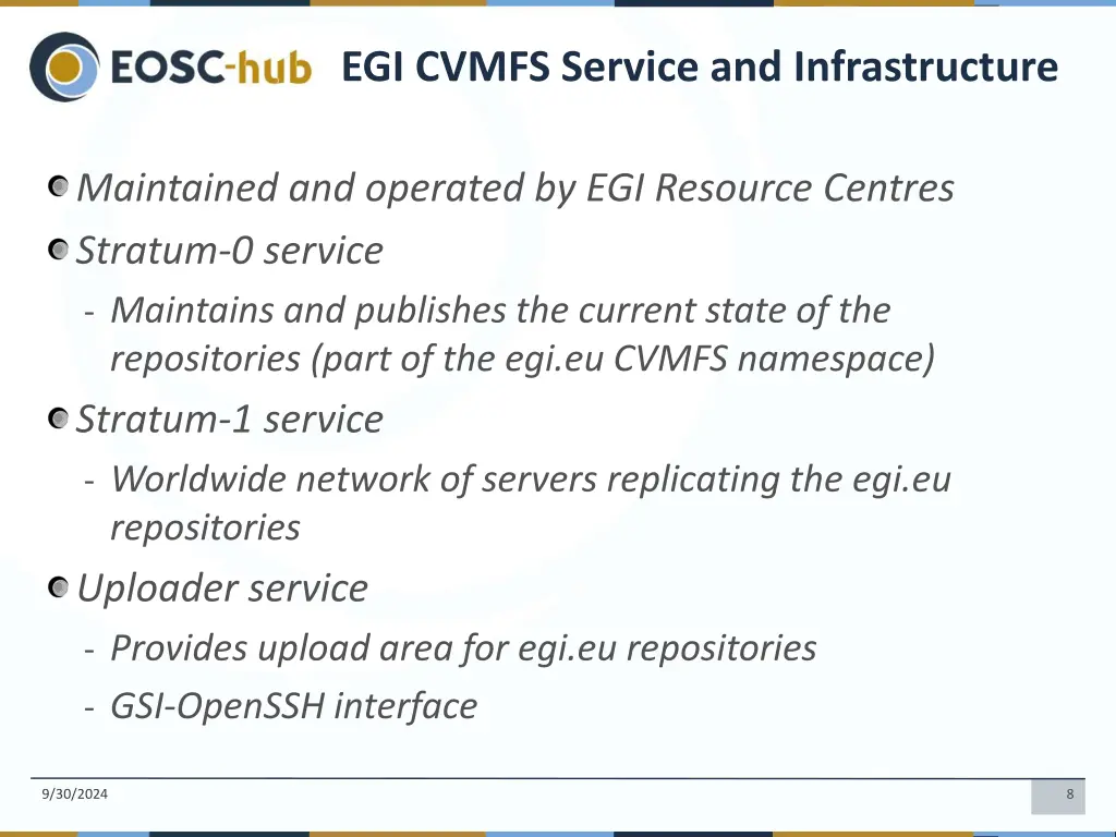 egi cvmfs service and infrastructure