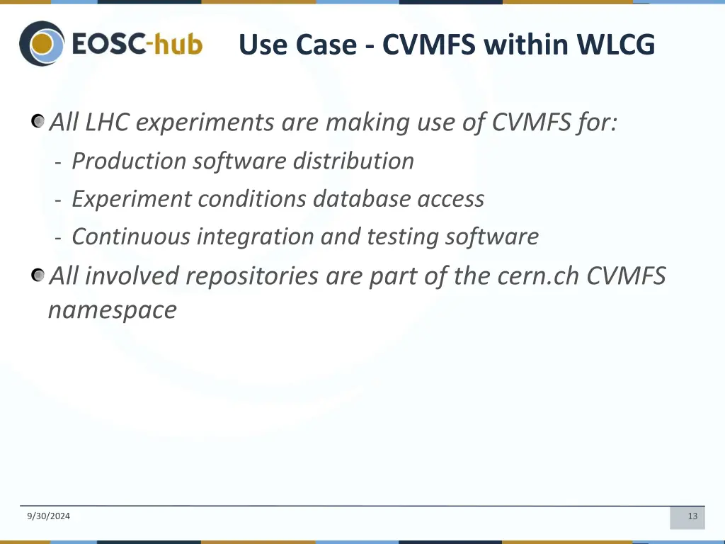 use case cvmfs within wlcg