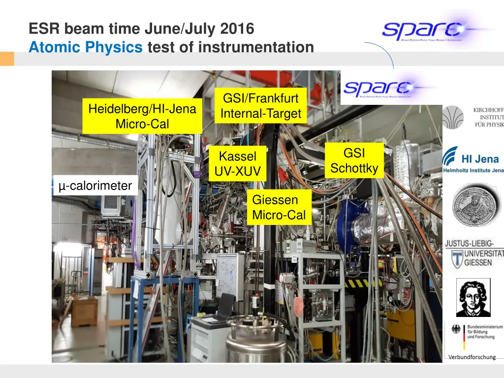 esr beam time june july 2016 atomic physics test