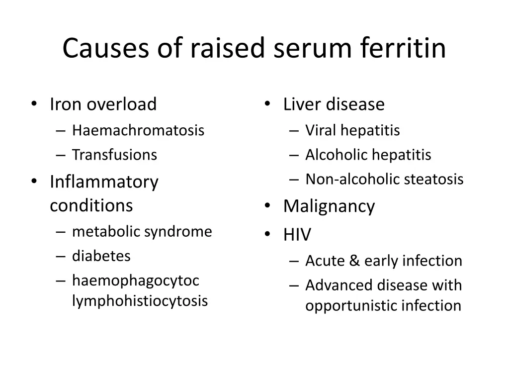 causes of raised serum ferritin