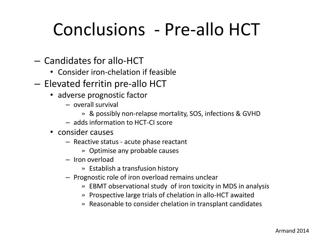 conclusions pre allo hct