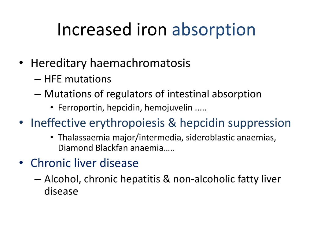 increased iron absorption