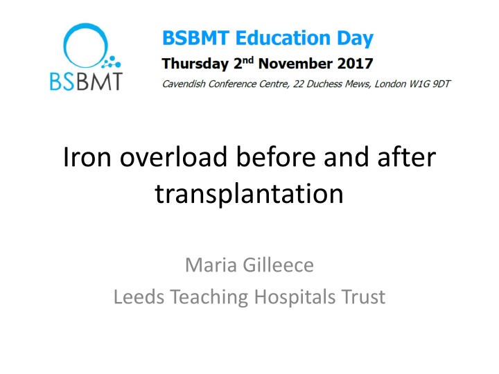 iron overload before and after transplantation