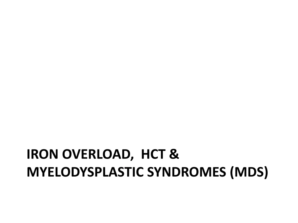 iron overload hct myelodysplastic syndromes mds