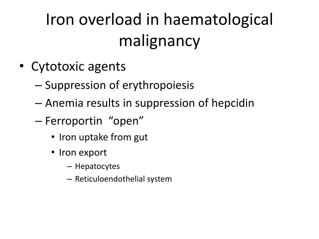 iron overload in haematological malignancy