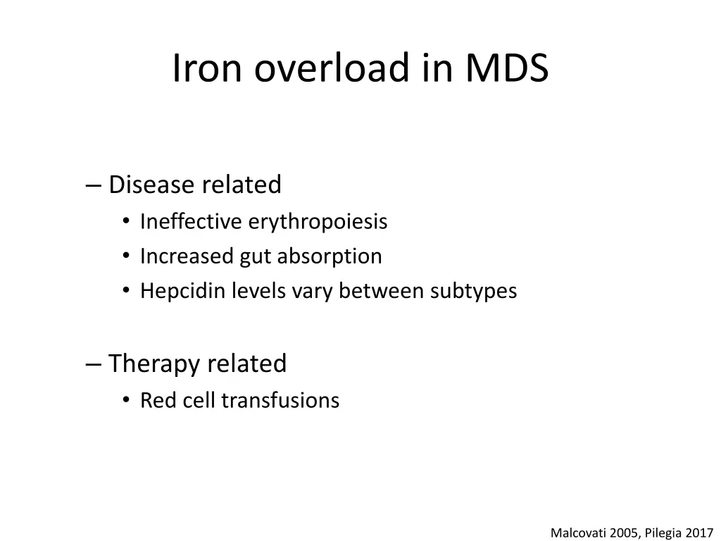 iron overload in mds