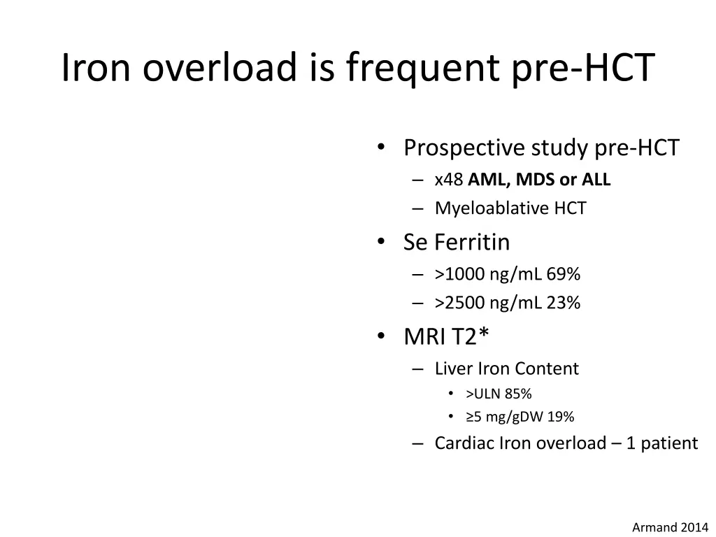 iron overload is frequent pre hct