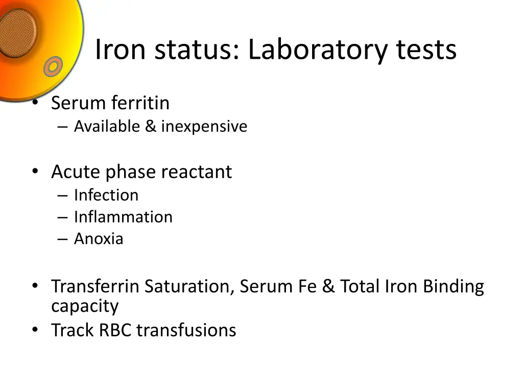 iron status laboratory tests