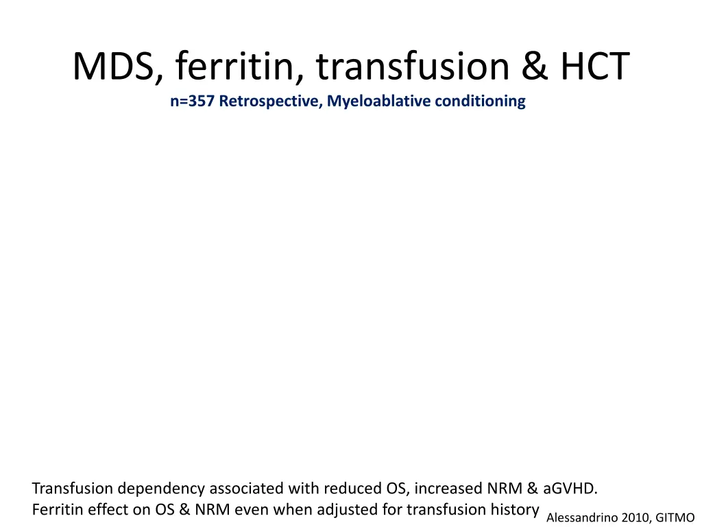 mds ferritin transfusion hct n 357 retrospective