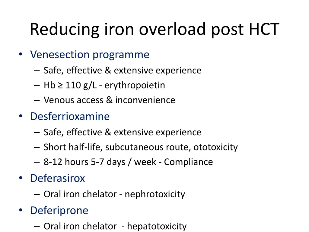 reducing iron overload post hct