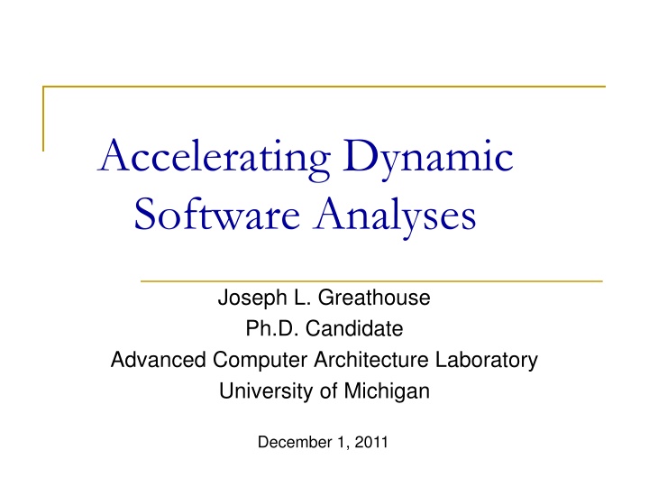 accelerating dynamic software analyses