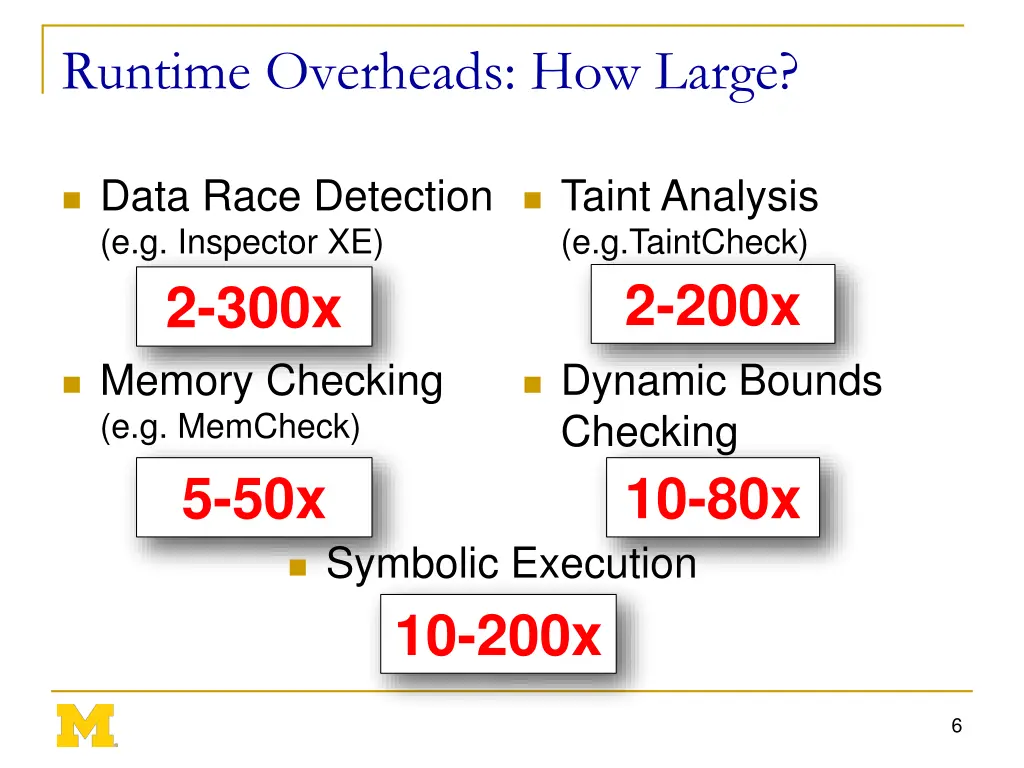 runtime overheads how large