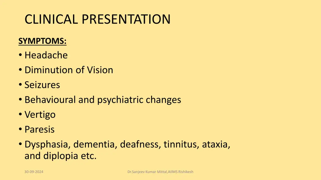 clinical presentation