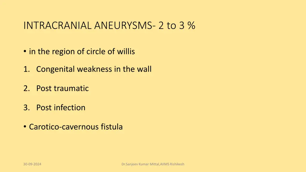 intracranial aneurysms 2 to 3