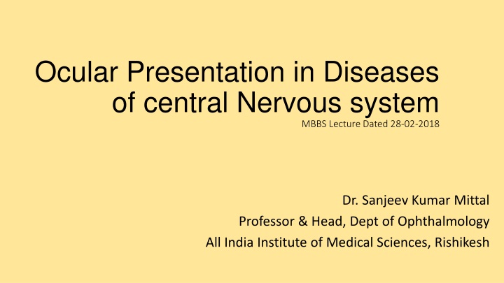 ocular presentation in diseases of central