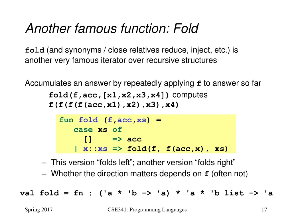 another famous function fold