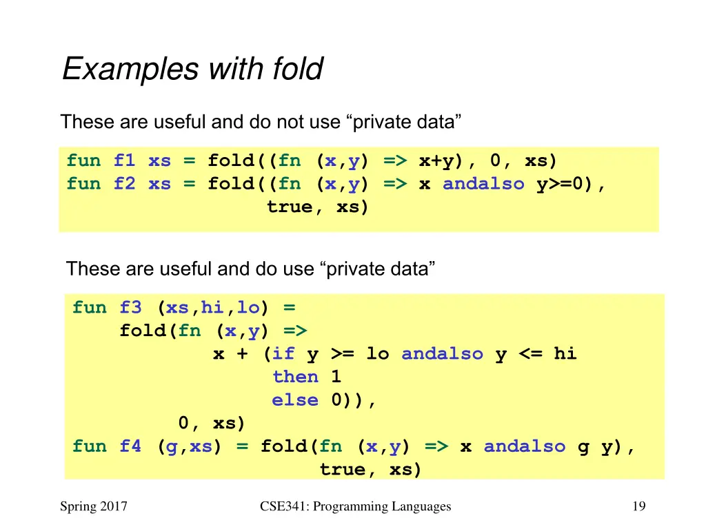 examples with fold