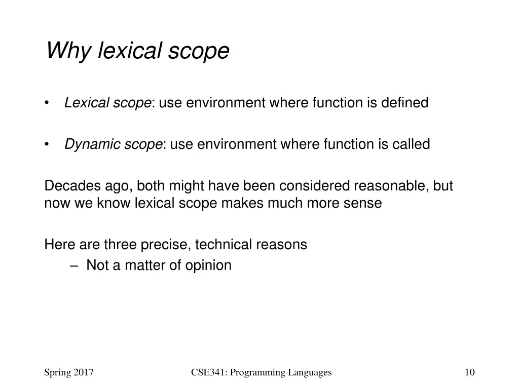 why lexical scope