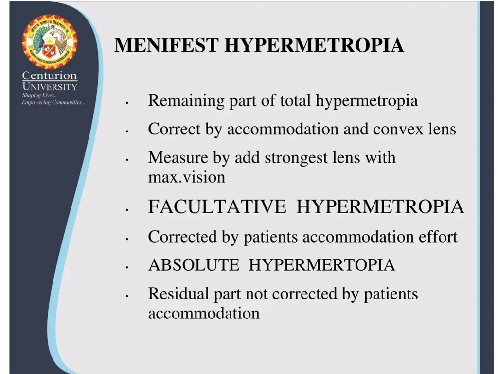 menifest hypermetropia