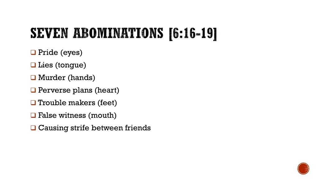 seven abominations 6 16 19