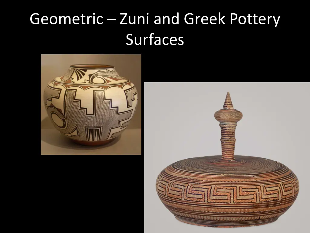 geometric zuni and greek pottery surfaces