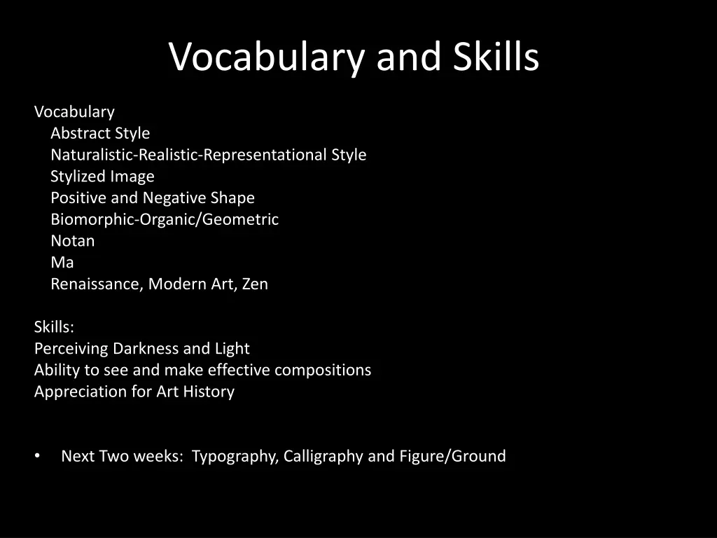 vocabulary and skills