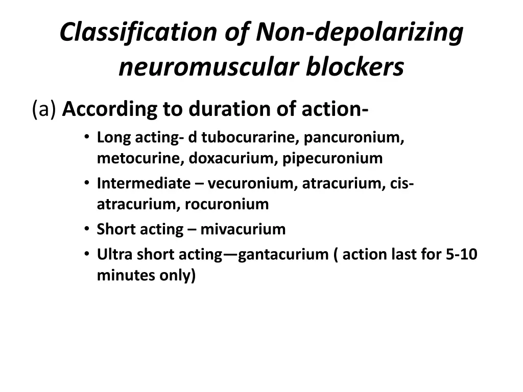 classification of non depolarizing neuromuscular