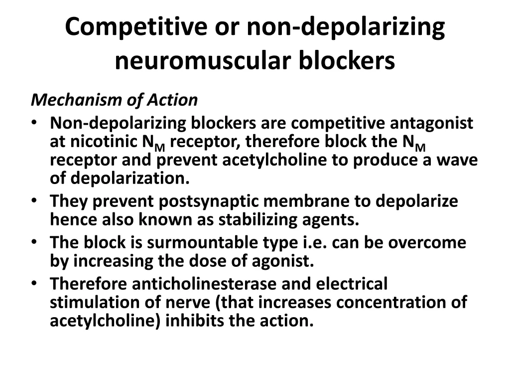 competitive or non depolarizing neuromuscular