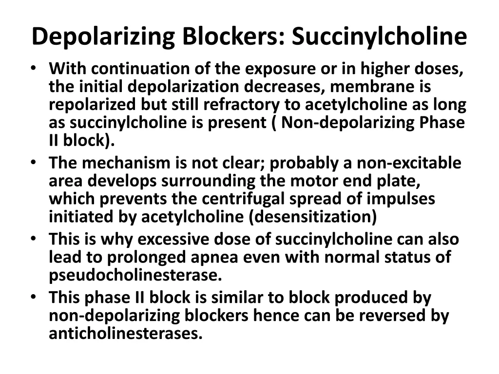 depolarizing blockers succinylcholine with