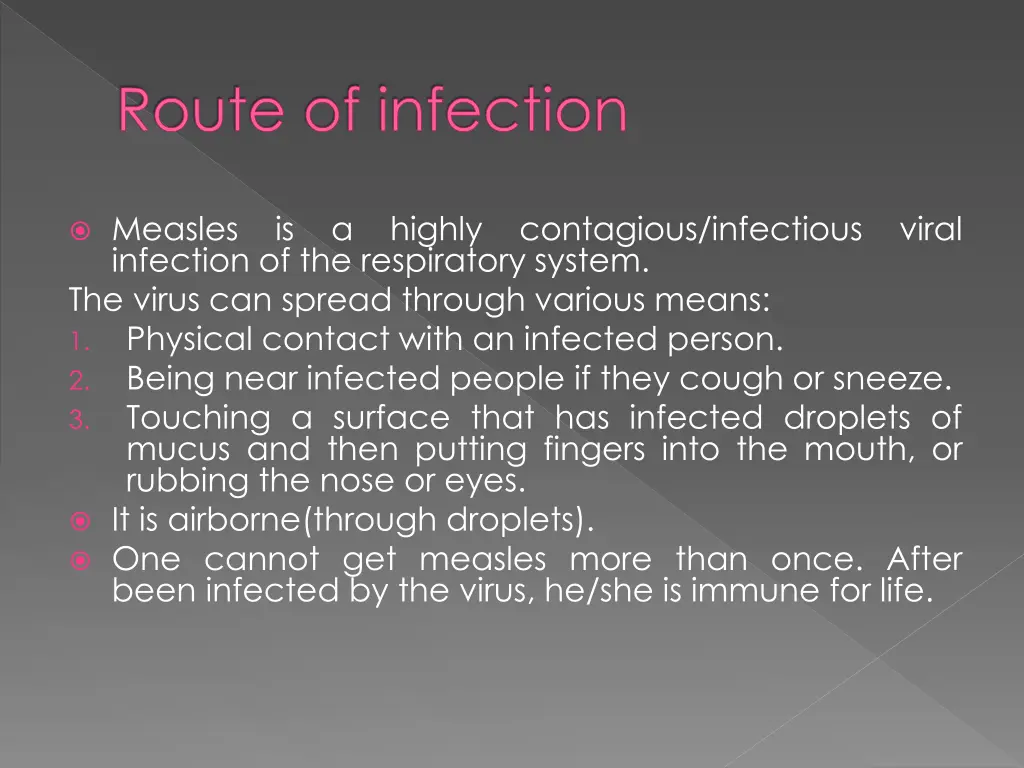 route of infection