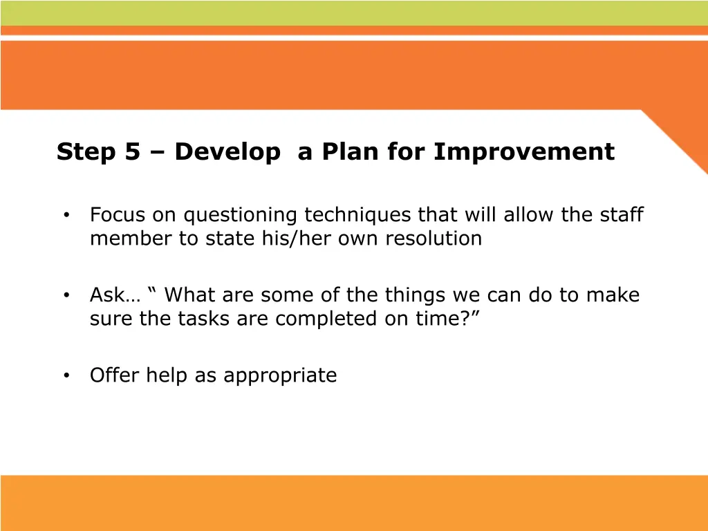 step 5 develop a plan for improvement