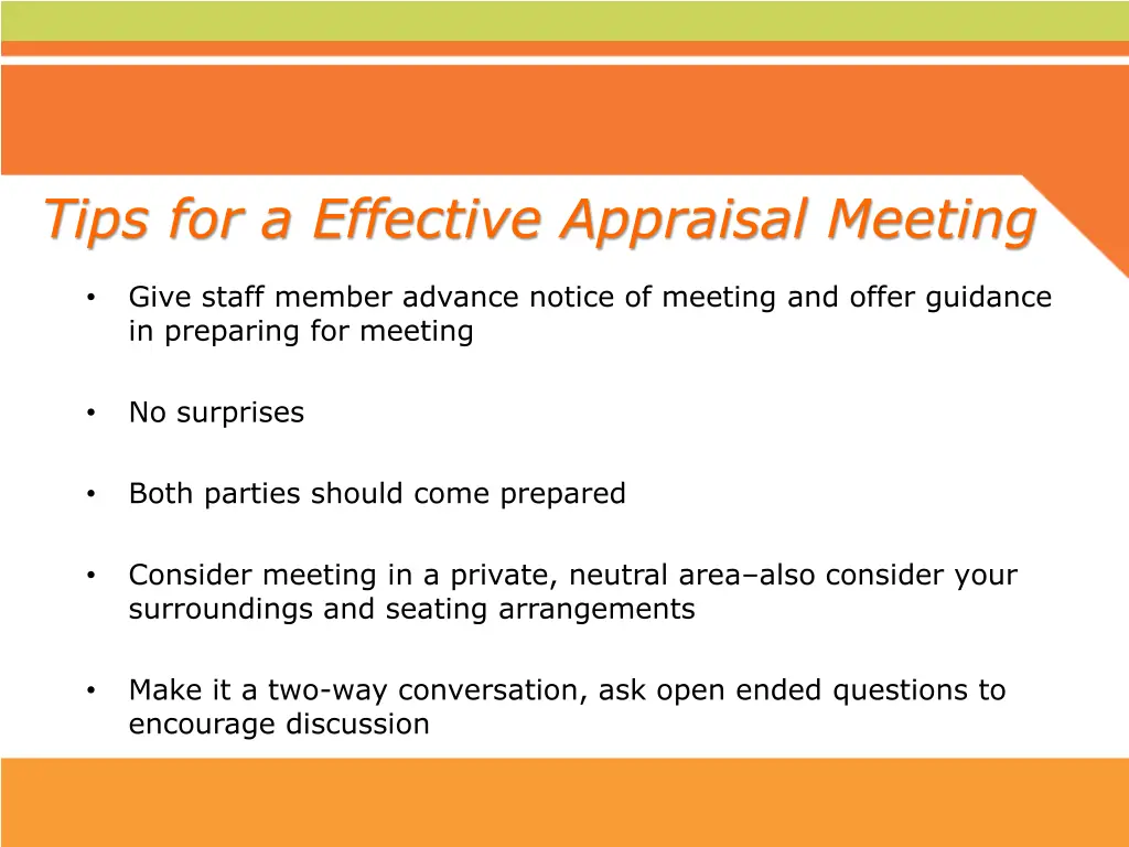 tips for a effective appraisal meeting