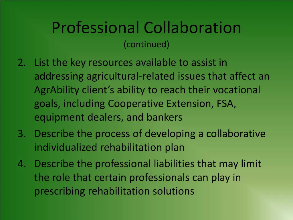 professional collaboration continued