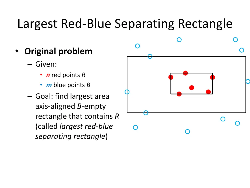 largest red blue separating rectangle