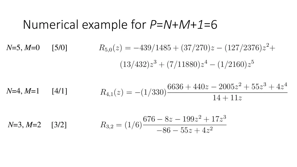 numerical example for p n m 1 6 1