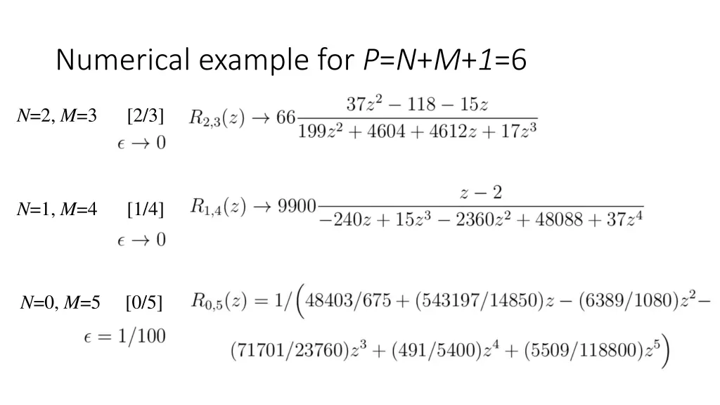 numerical example for p n m 1 6 3