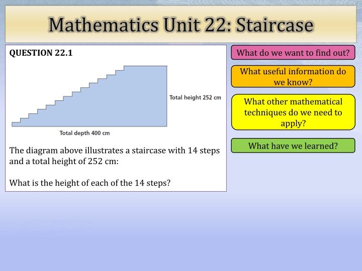 mathematics unit 22 staircase